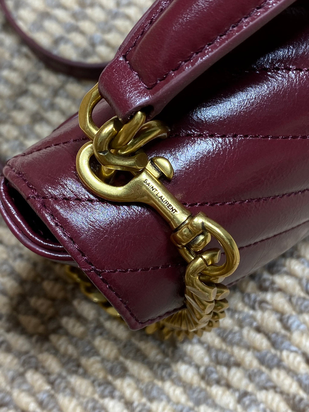 Saint Laurent College Mini in Shiny Leather