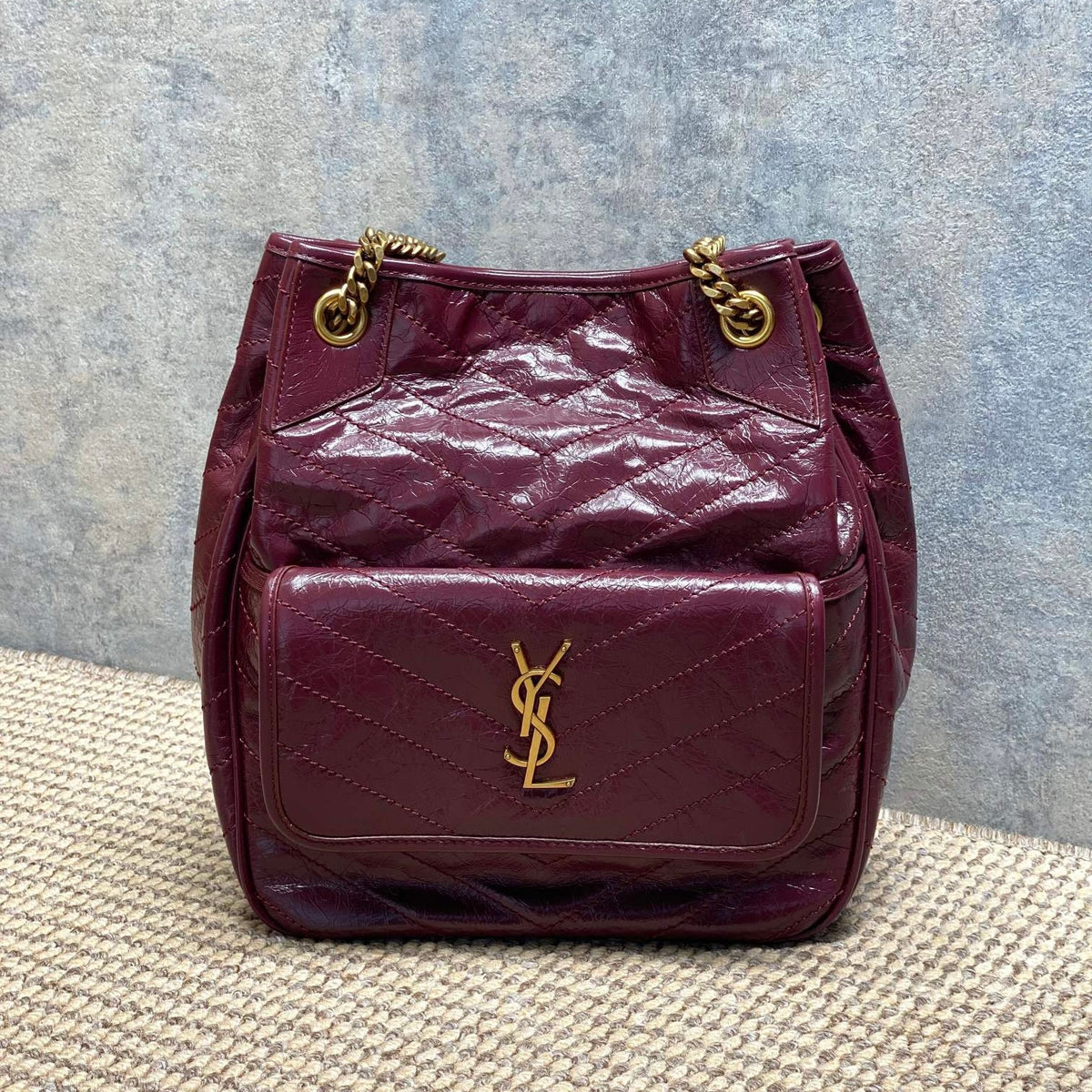 Saint Laurent Niki Multipocket Shoppipng In Vintage Leather