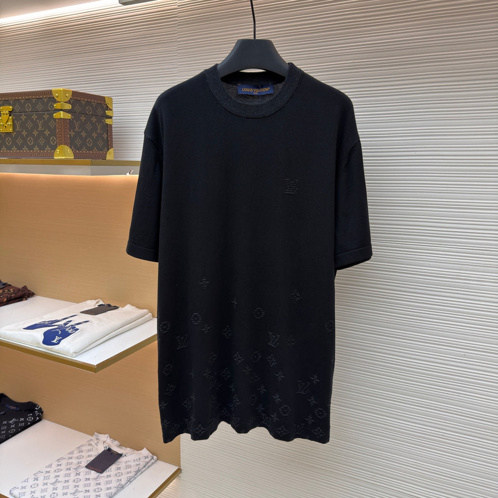 LV 1AKRN4 Gradient Signature Jacquard Short-Sleeved Crewneck