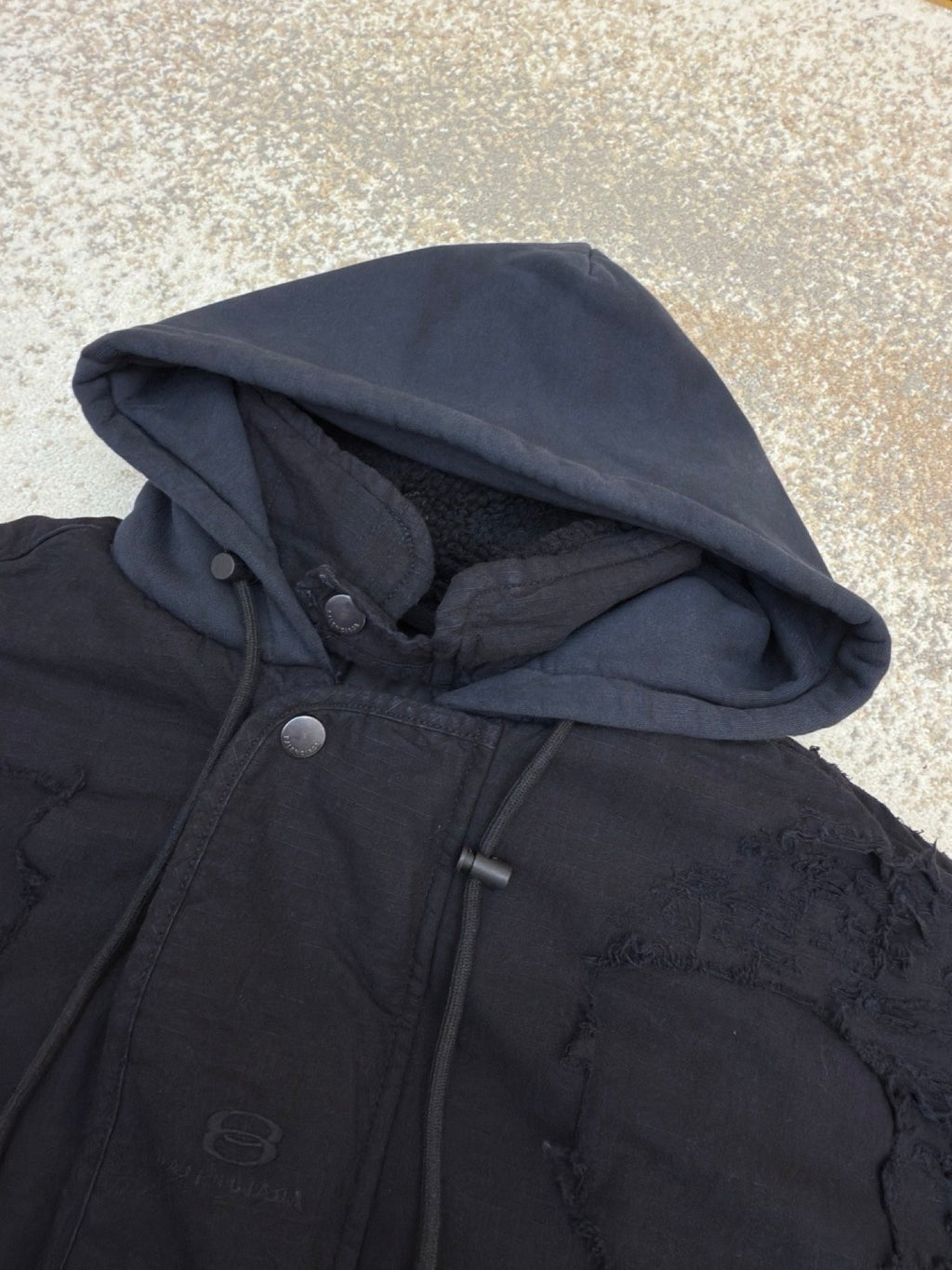 Balenciaga Oversized Distressed Cotton-ripstop Hooded Bomber Jacket