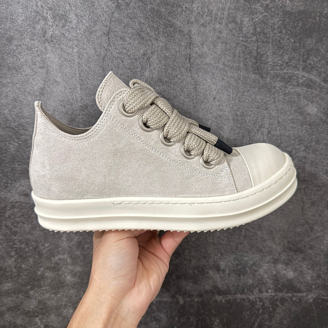 Rick Owens Temple Jumbolace Low in Suede Leather