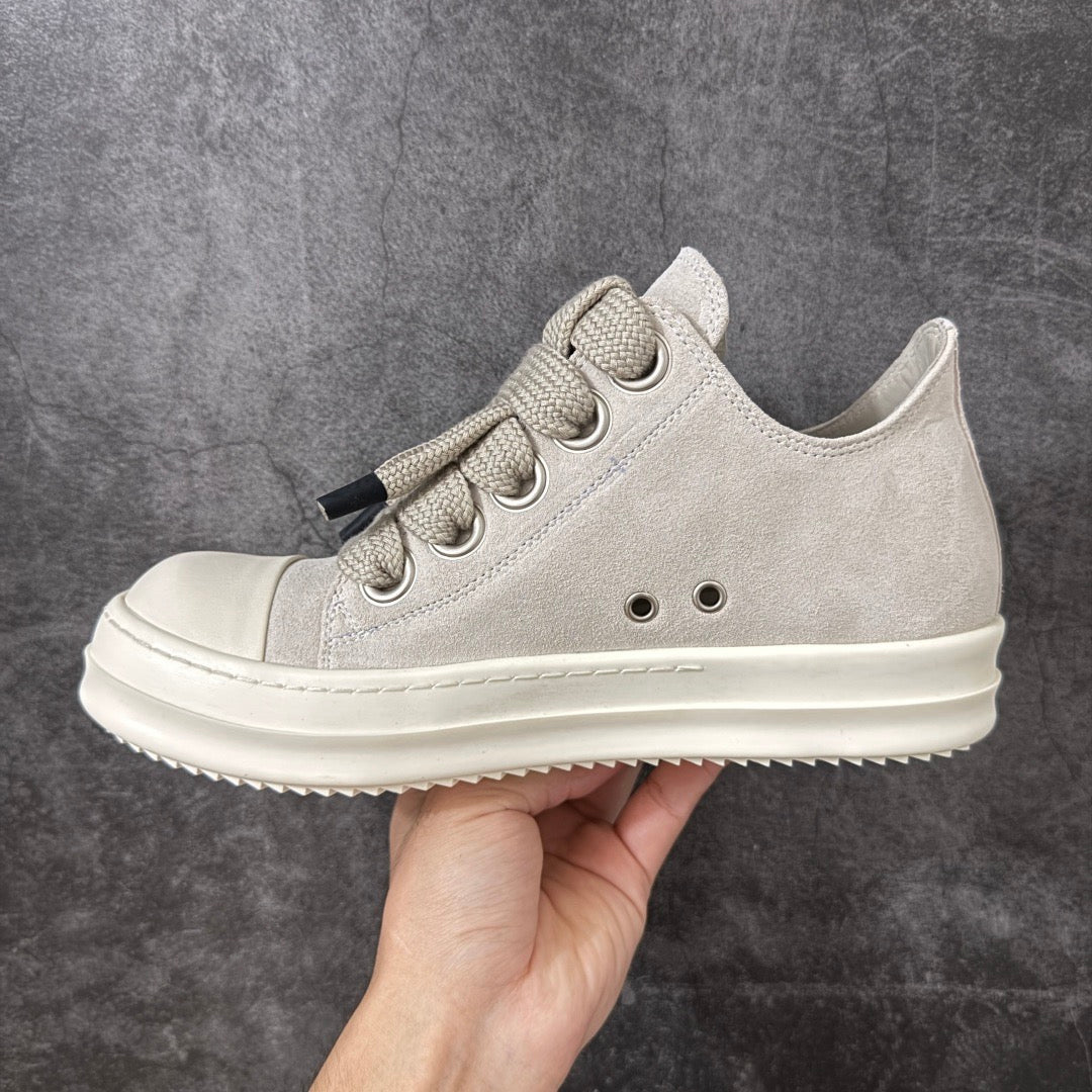 Rick Owens Temple Jumbolace Low in Suede Leather