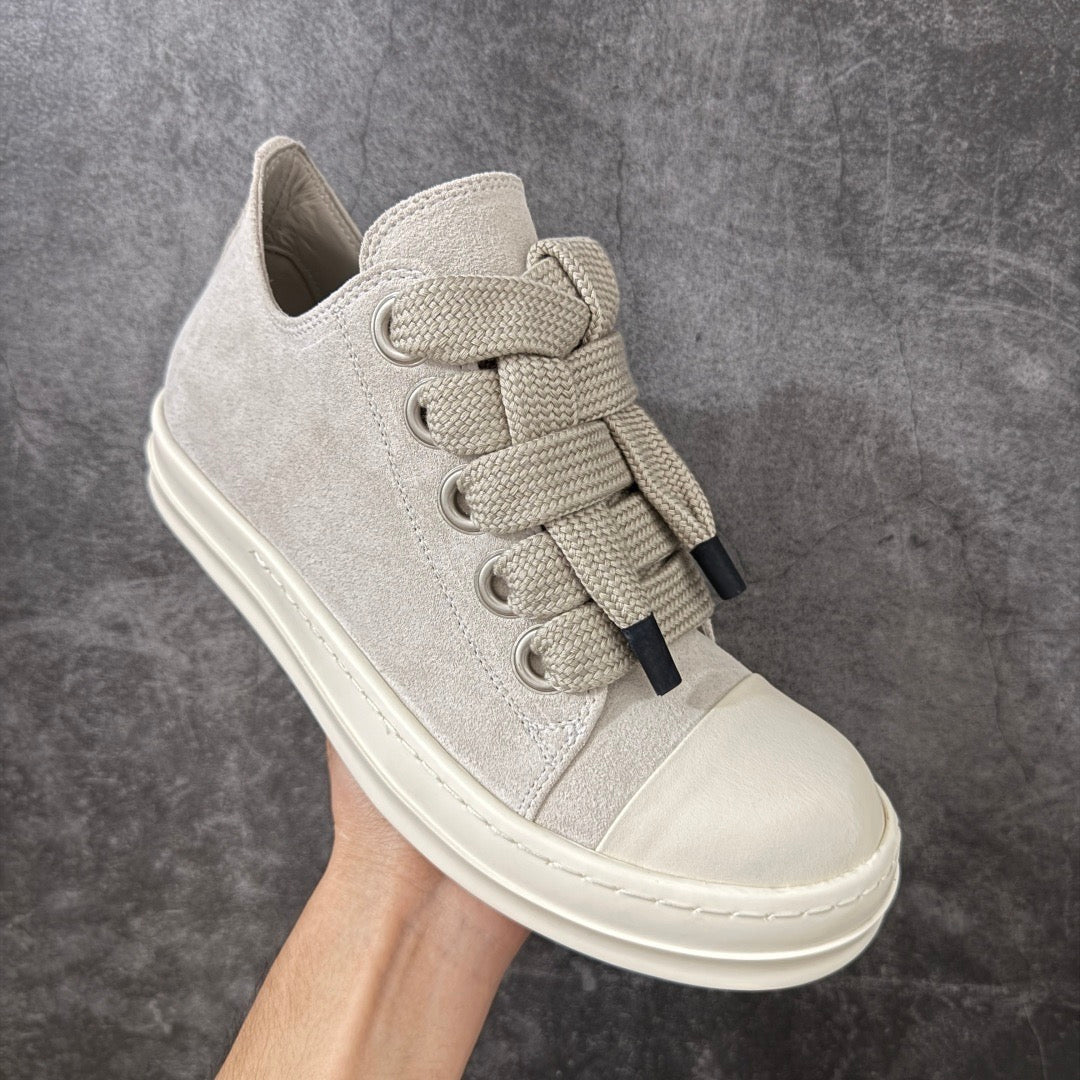 Rick Owens Temple Jumbolace Low in Suede Leather