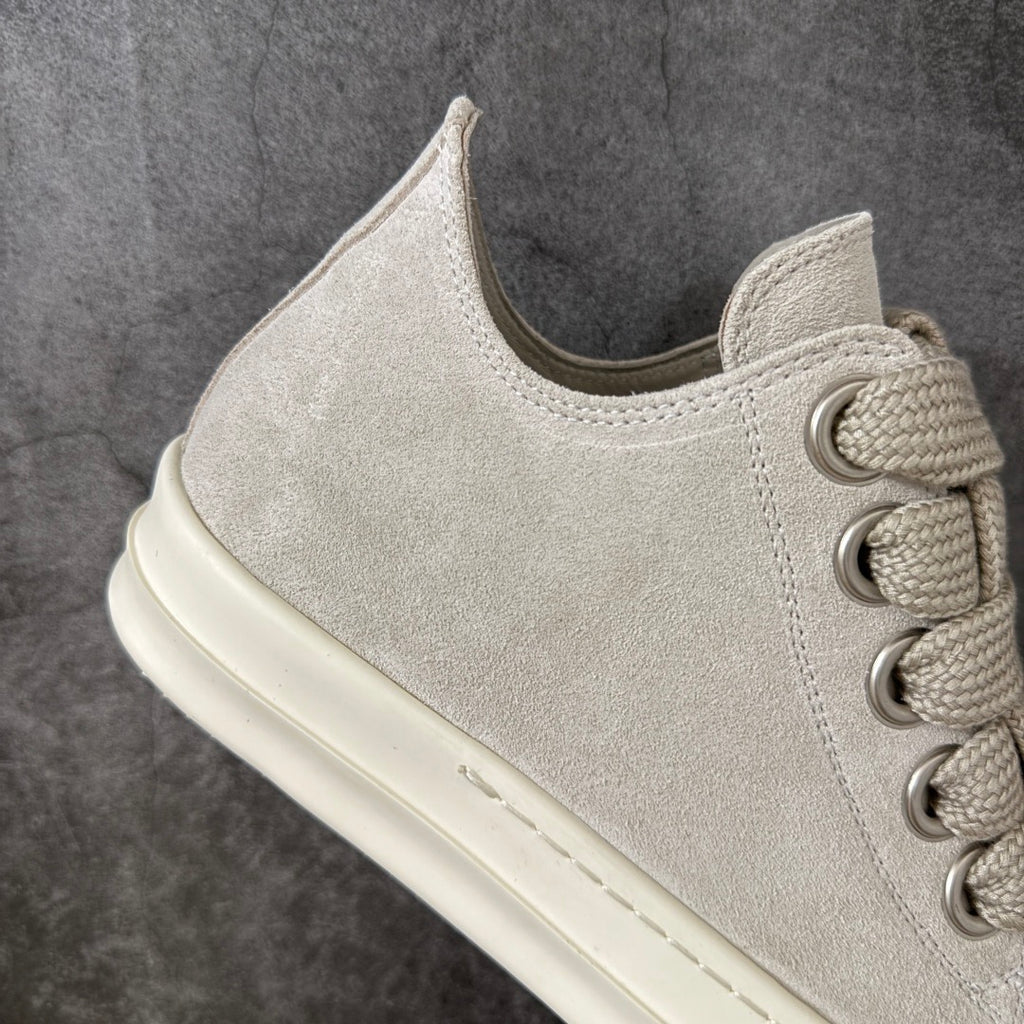 Rick Owens Temple Jumbolace Low in Suede Leather