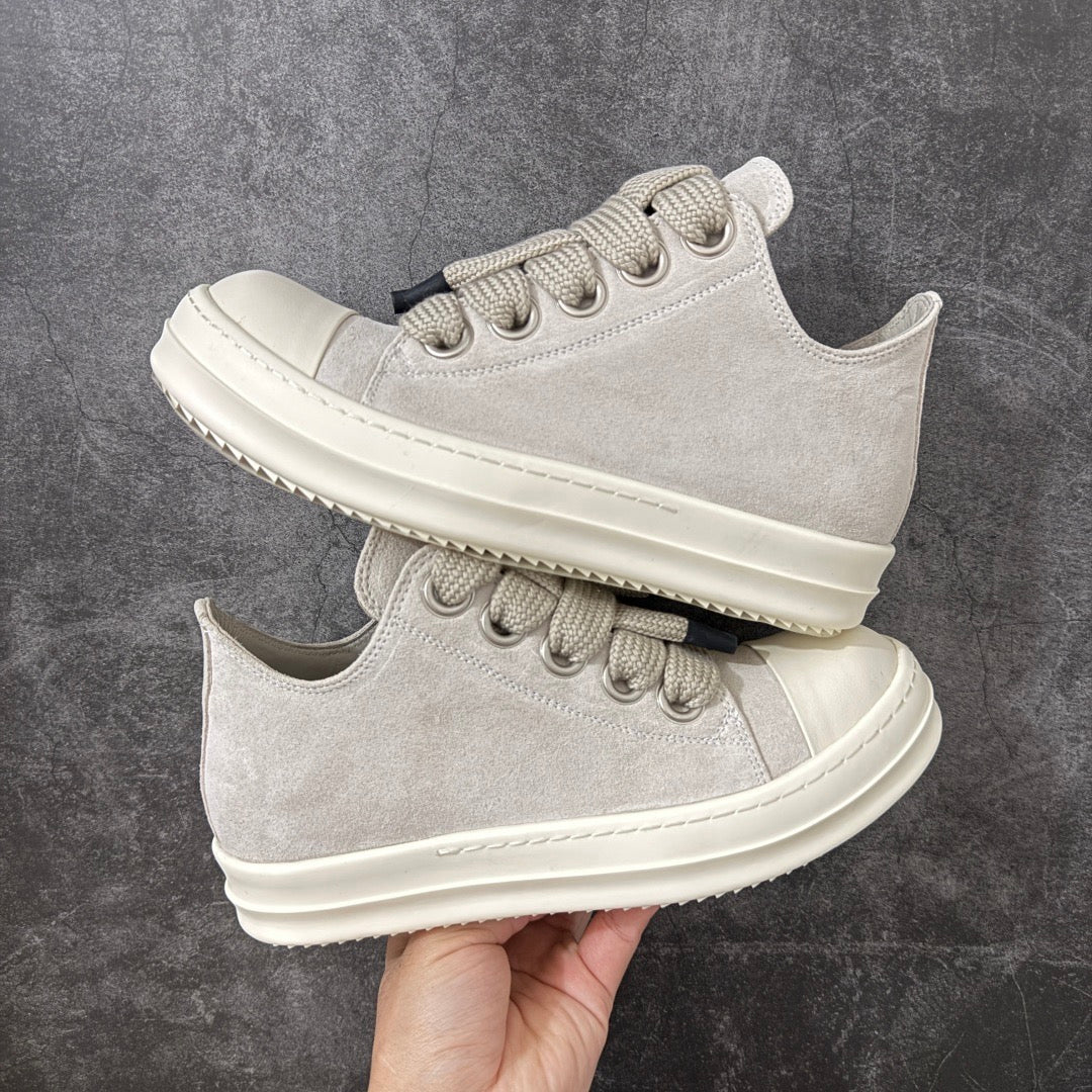 Rick Owens Temple Jumbolace Low in Suede Leather