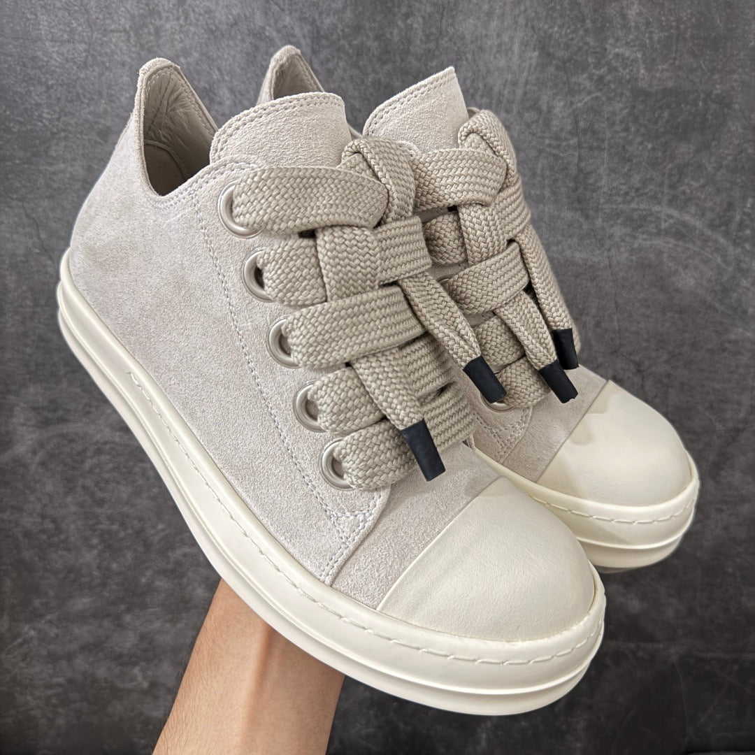 Rick Owens Temple Jumbolace Low in Suede Leather