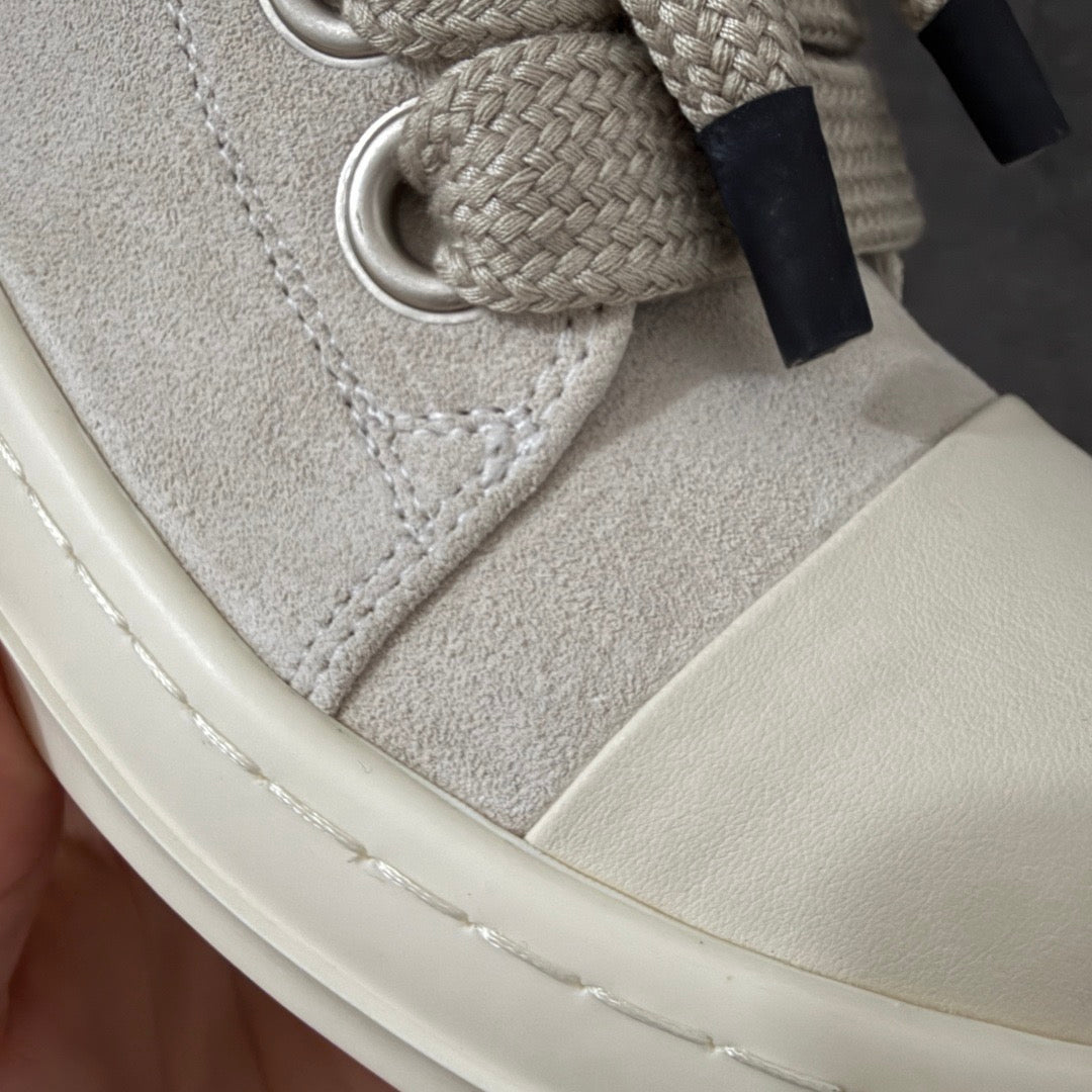 Rick Owens Temple Jumbolace Low in Suede Leather