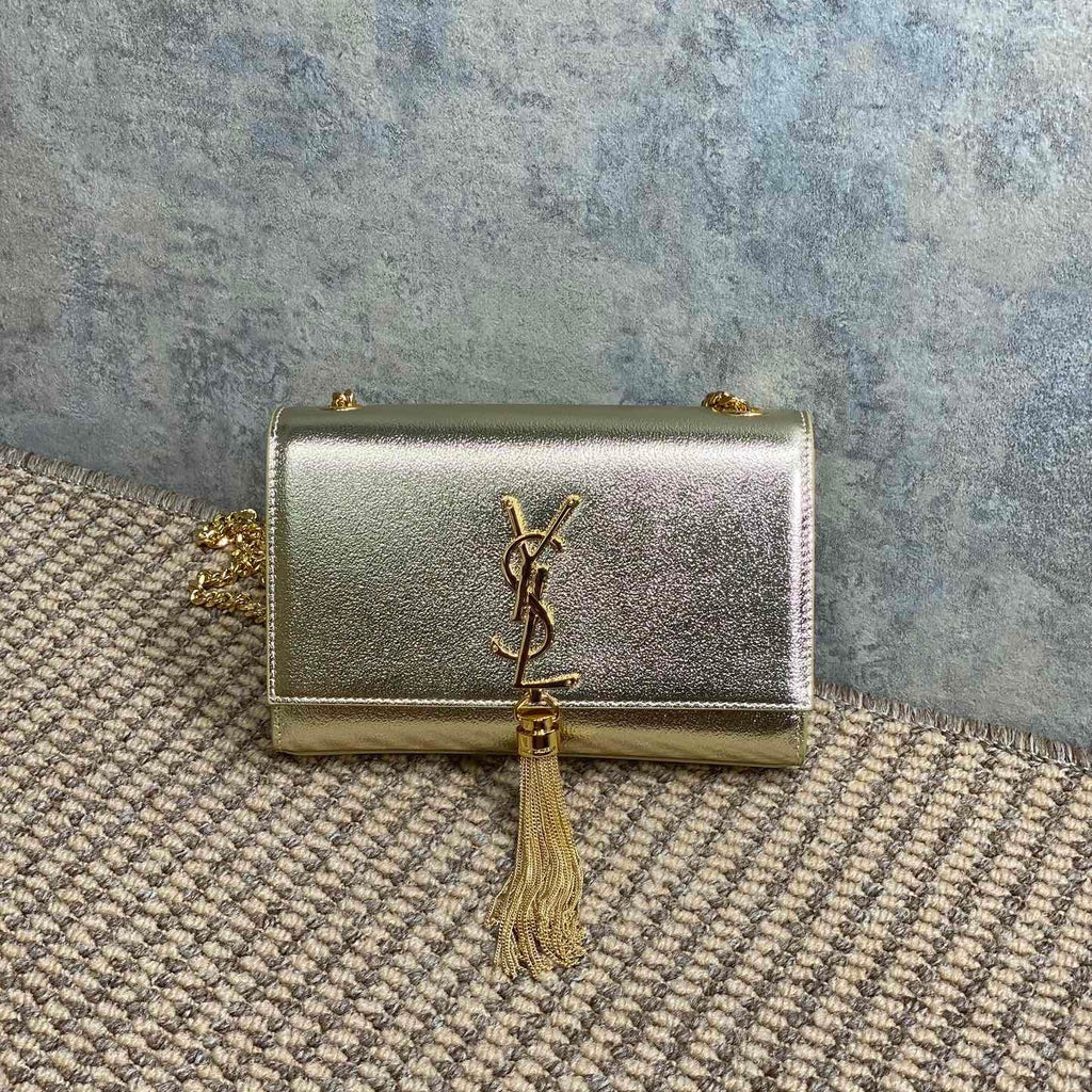 Saint Laurent Kate Small Tassel Bag in Metallic Leather