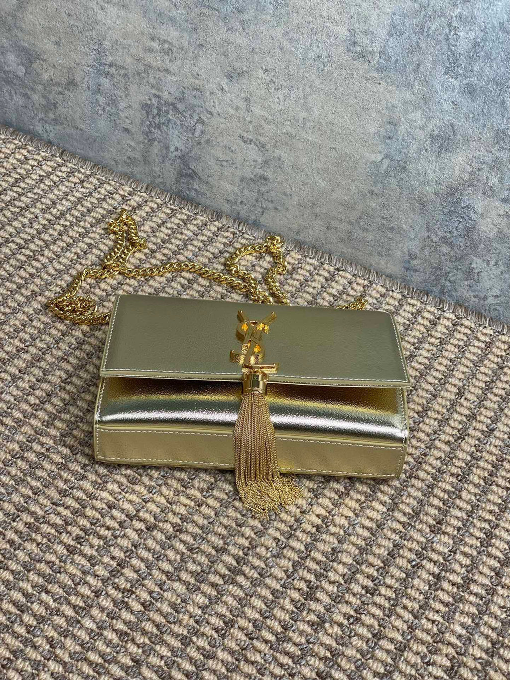 Saint Laurent Kate Small Tassel Bag in Metallic Leather