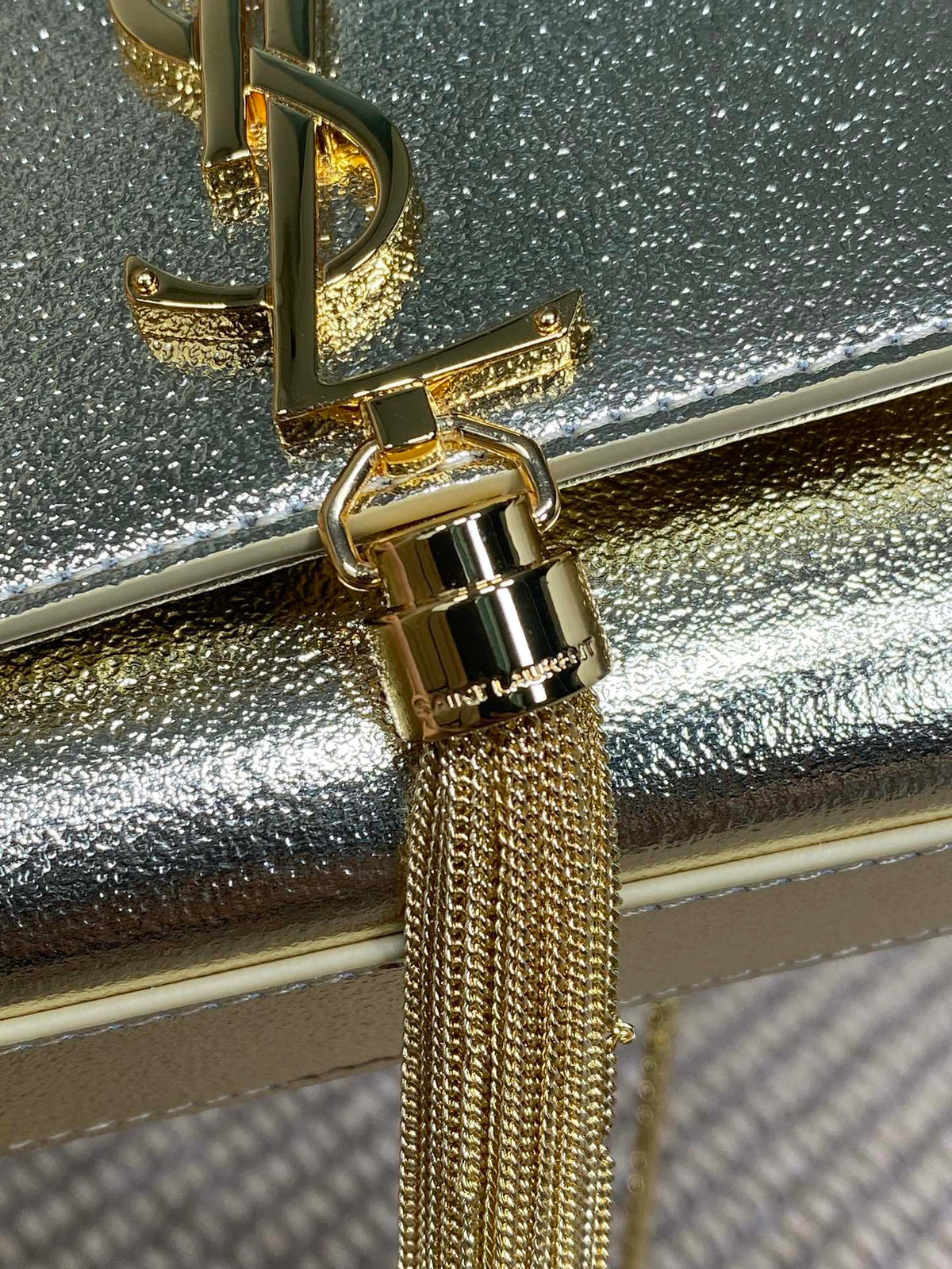 Saint Laurent Kate Small Tassel Bag in Metallic Leather