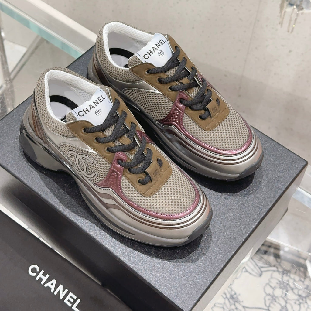 Chanel Laminated Sneaker in Fabric Burgundy