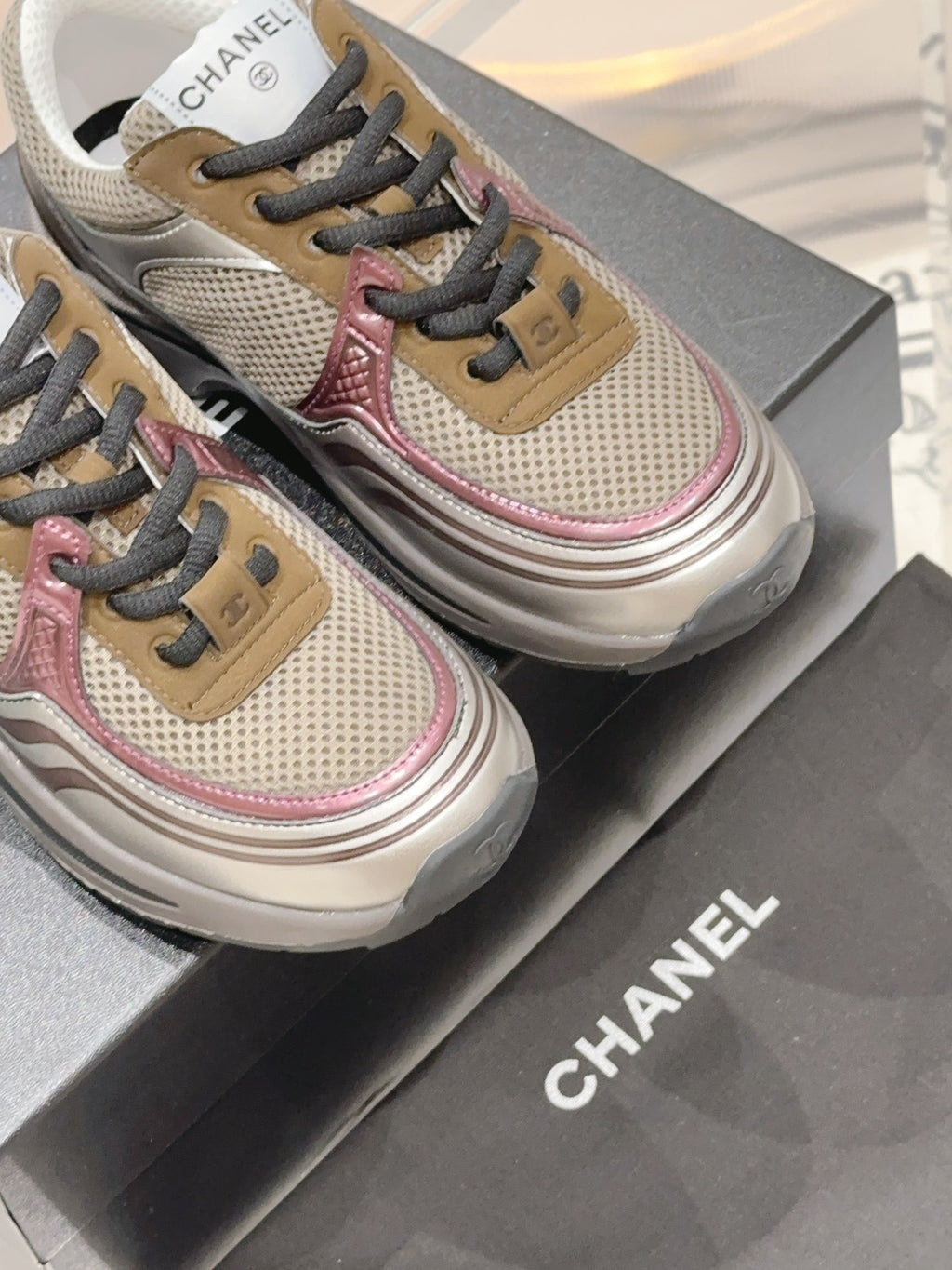 Chanel Laminated Sneaker in Fabric Burgundy