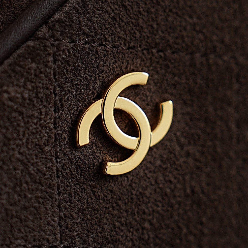 Chanel Pouch With Leather Strap in Suede