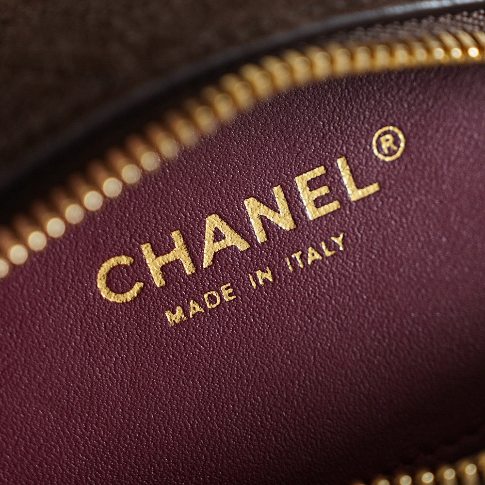 Chanel Pouch With Leather Strap in Suede