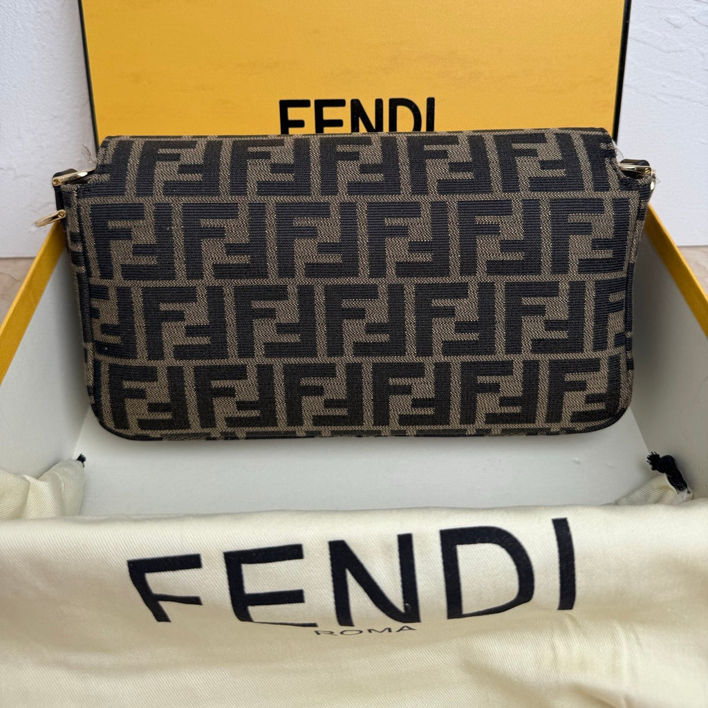 Fendi Baguette Bag in Tobacco Brown FF Jacquard Fabric