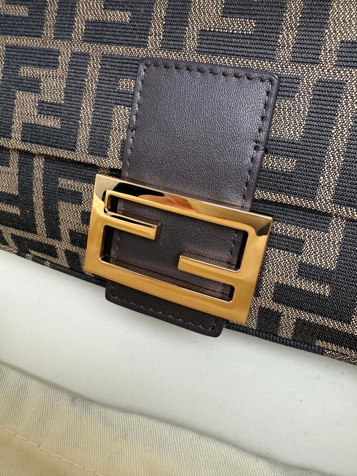 Fendi Baguette Bag in Tobacco Brown FF Jacquard Fabric