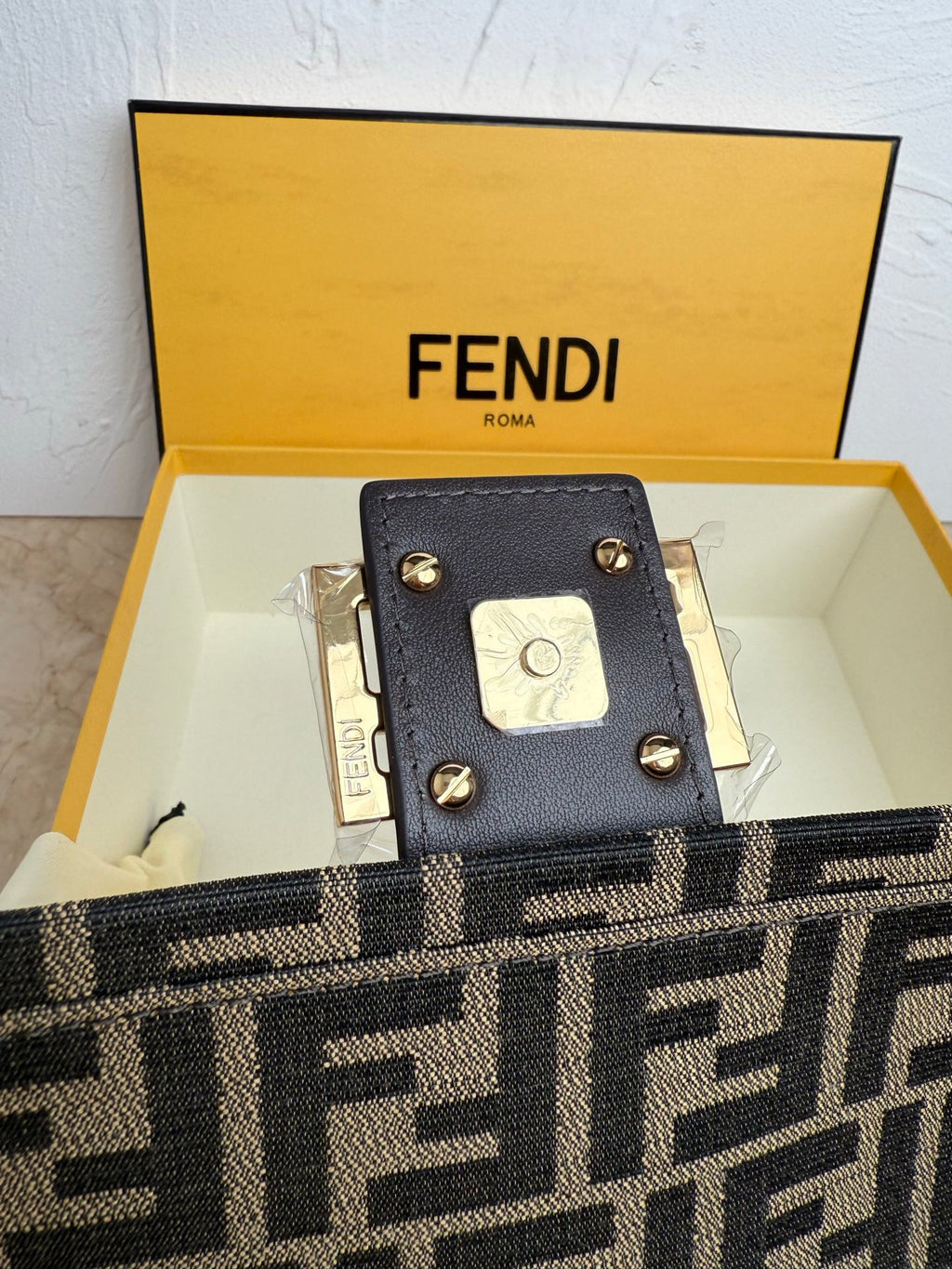 Fendi Baguette Bag in Tobacco Brown FF Jacquard Fabric
