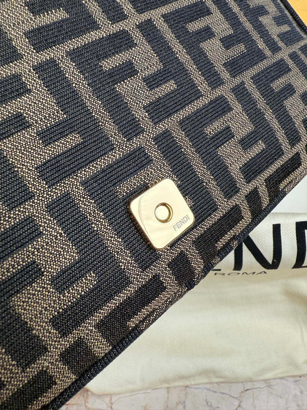 Fendi Baguette Bag in Tobacco Brown FF Jacquard Fabric