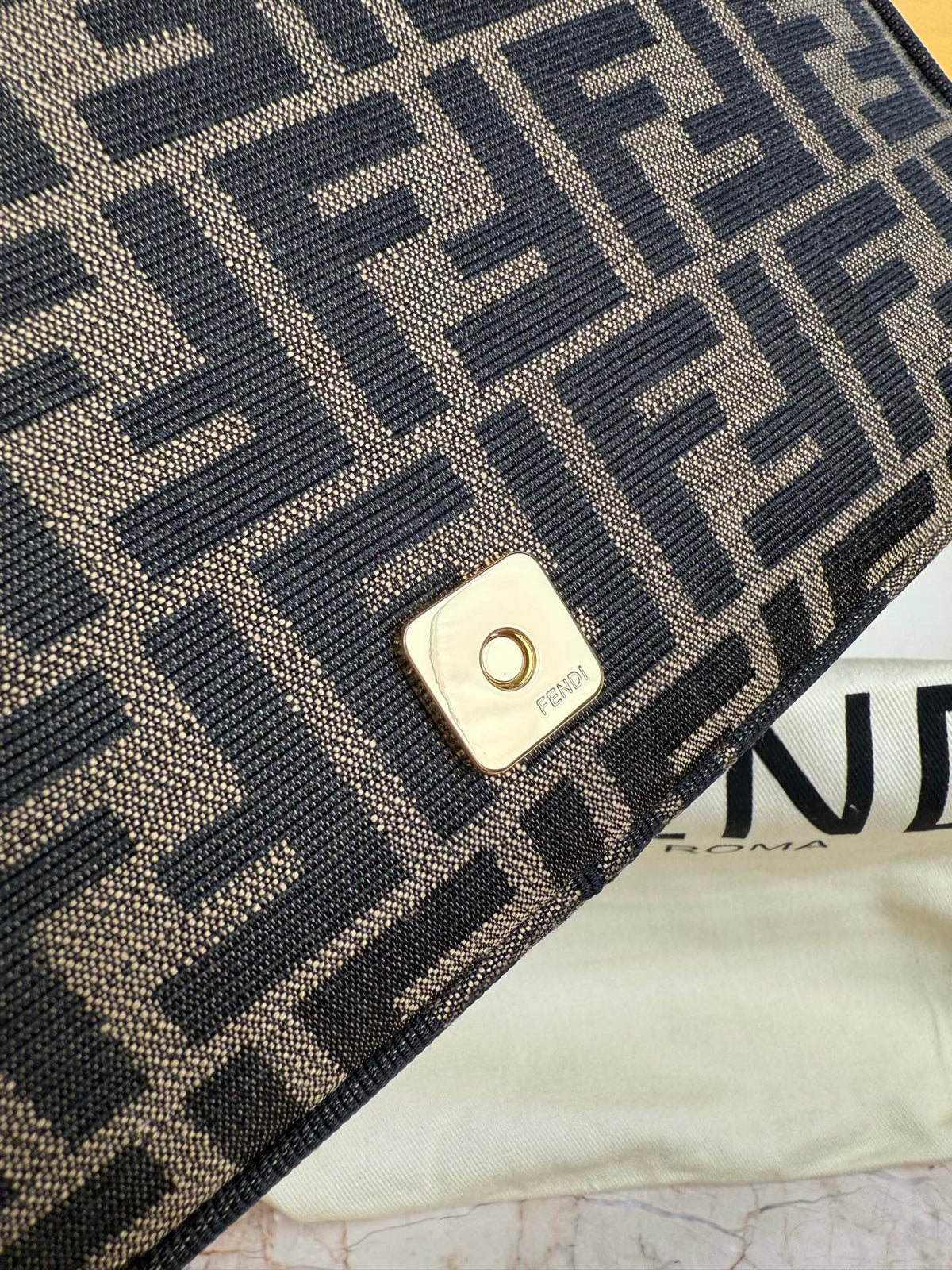 Fendi Baguette Bag in Tobacco Brown FF Jacquard Fabric