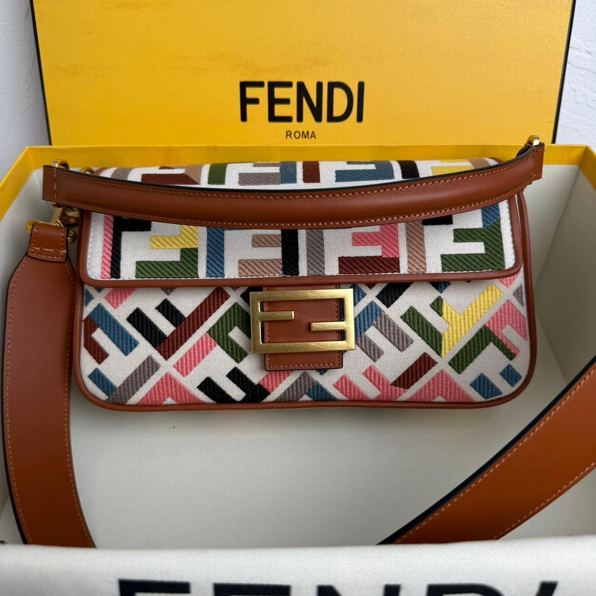 Fendi Baguette Bag in FF Motif Canvas
