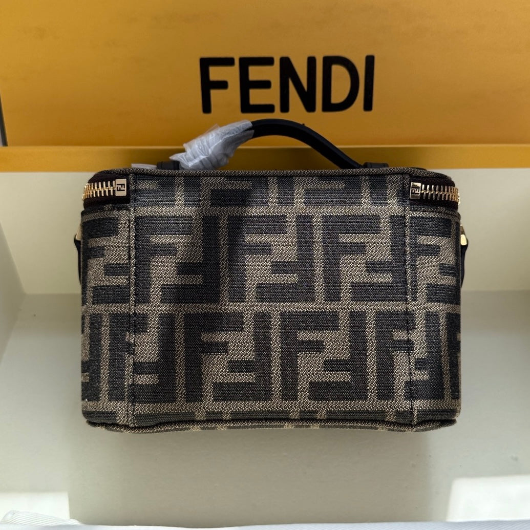 Fendi Mini Vanity Bag in Tobacco FF Jacquard Fabric
