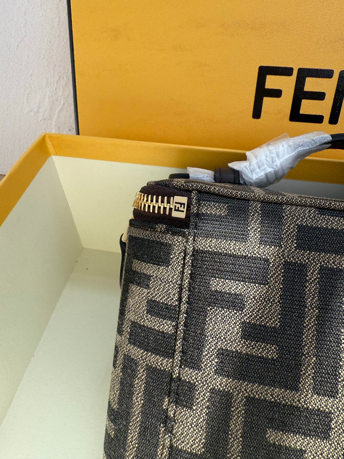 Fendi Mini Vanity Bag in Tobacco FF Jacquard Fabric