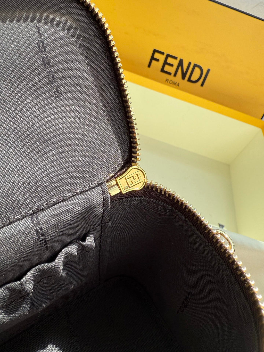 Fendi Mini Vanity Bag in Tobacco FF Jacquard Fabric