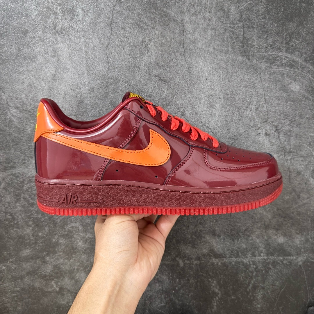 Nike Air Force 1 Low Patent Leather Dark Team Red Safety Orang IO4489-601