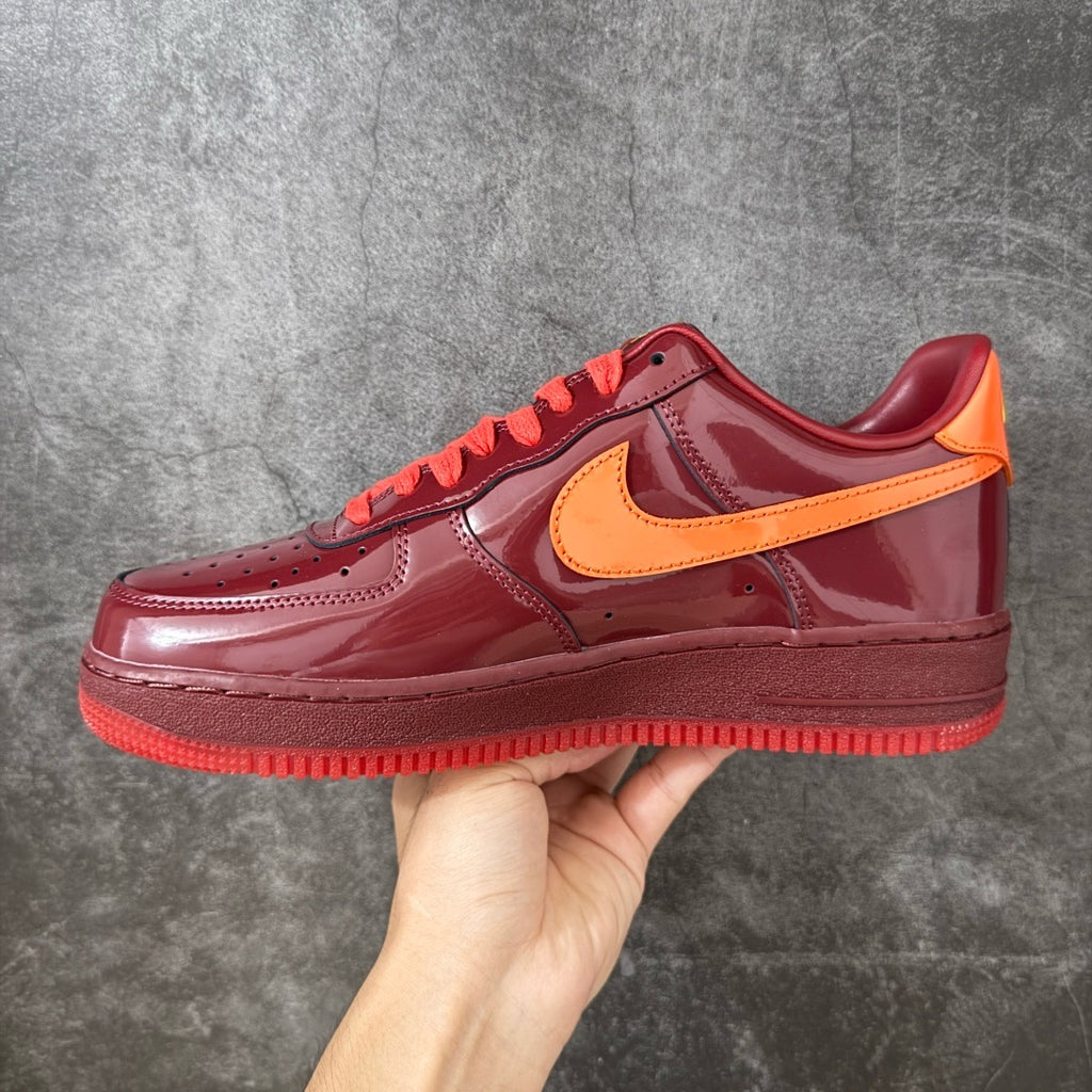 Nike Air Force 1 Low Patent Leather Dark Team Red Safety Orang IO4489-601
