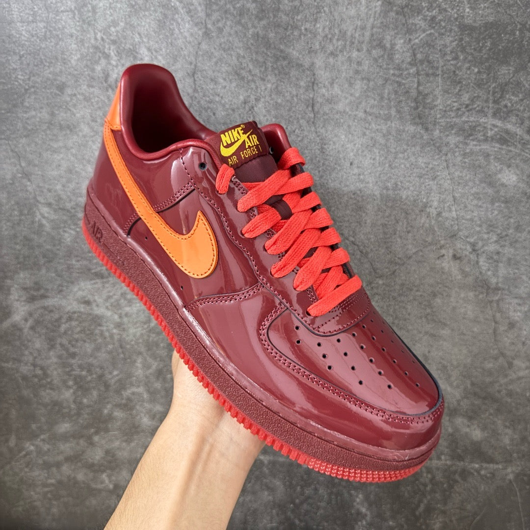 Nike Air Force 1 Low Patent Leather Dark Team Red Safety Orang IO4489-601
