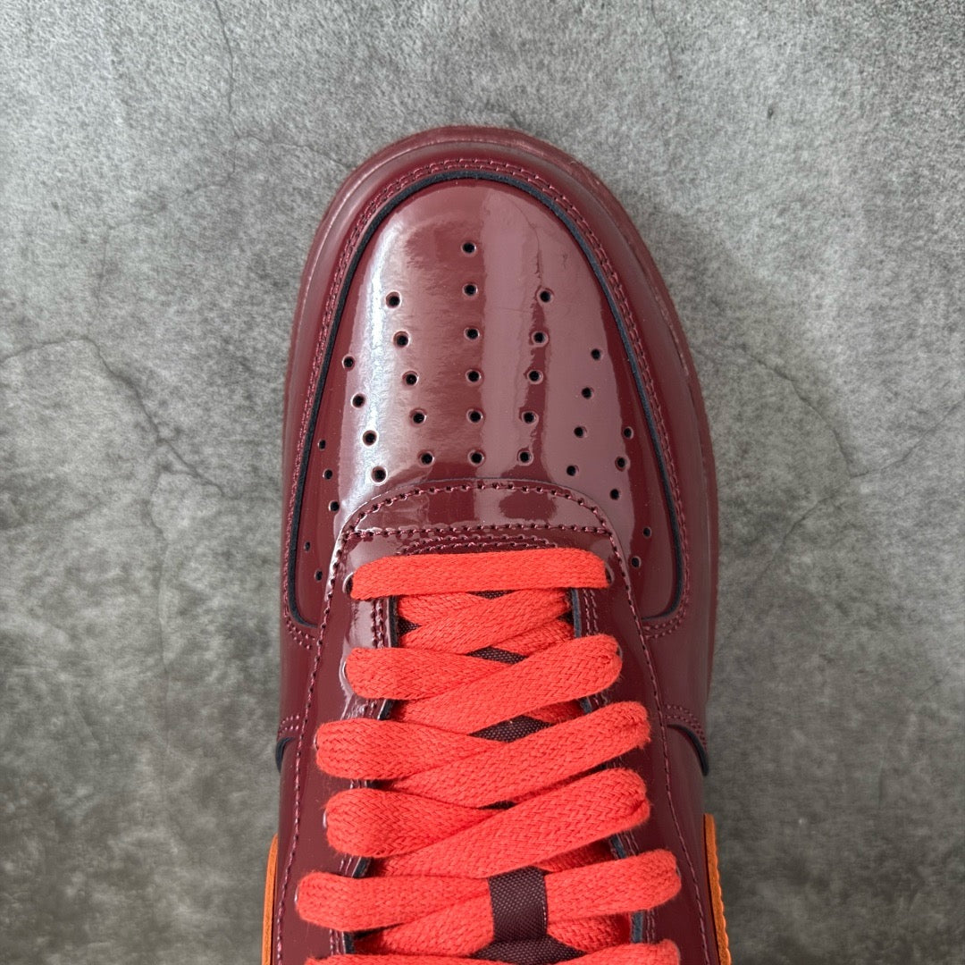 Nike Air Force 1 Low Patent Leather Dark Team Red Safety Orang IO4489-601