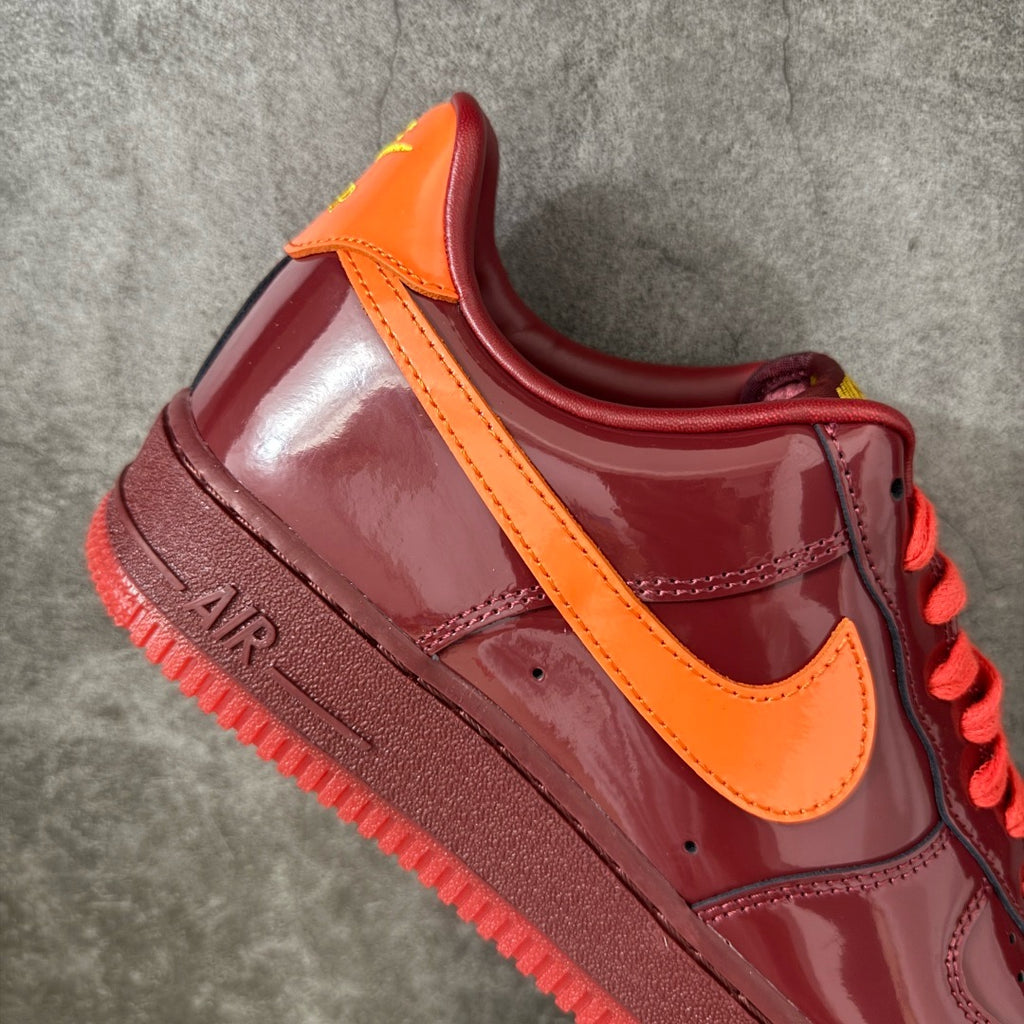Nike Air Force 1 Low Patent Leather Dark Team Red Safety Orang IO4489-601