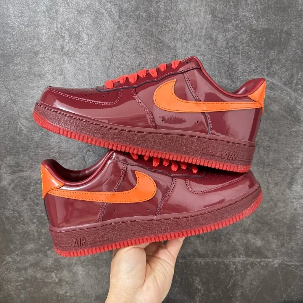 Nike Air Force 1 Low Patent Leather Dark Team Red Safety Orang IO4489-601