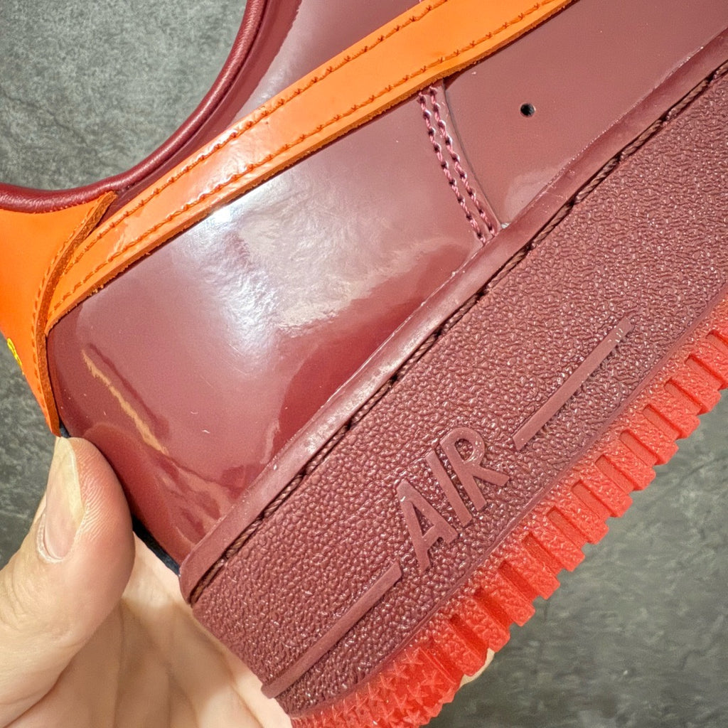 Nike Air Force 1 Low Patent Leather Dark Team Red Safety Orang IO4489-601