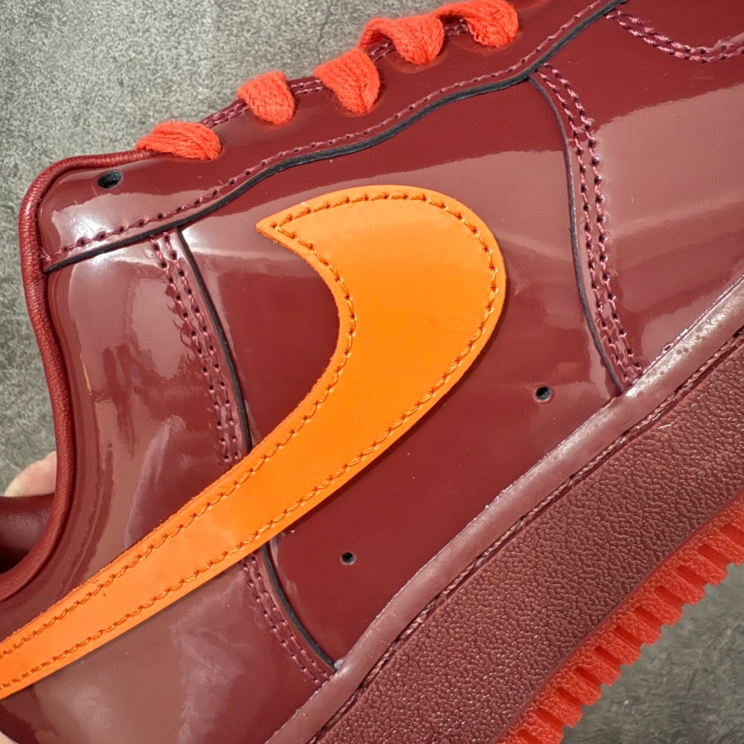Nike Air Force 1 Low Patent Leather Dark Team Red Safety Orang IO4489-601