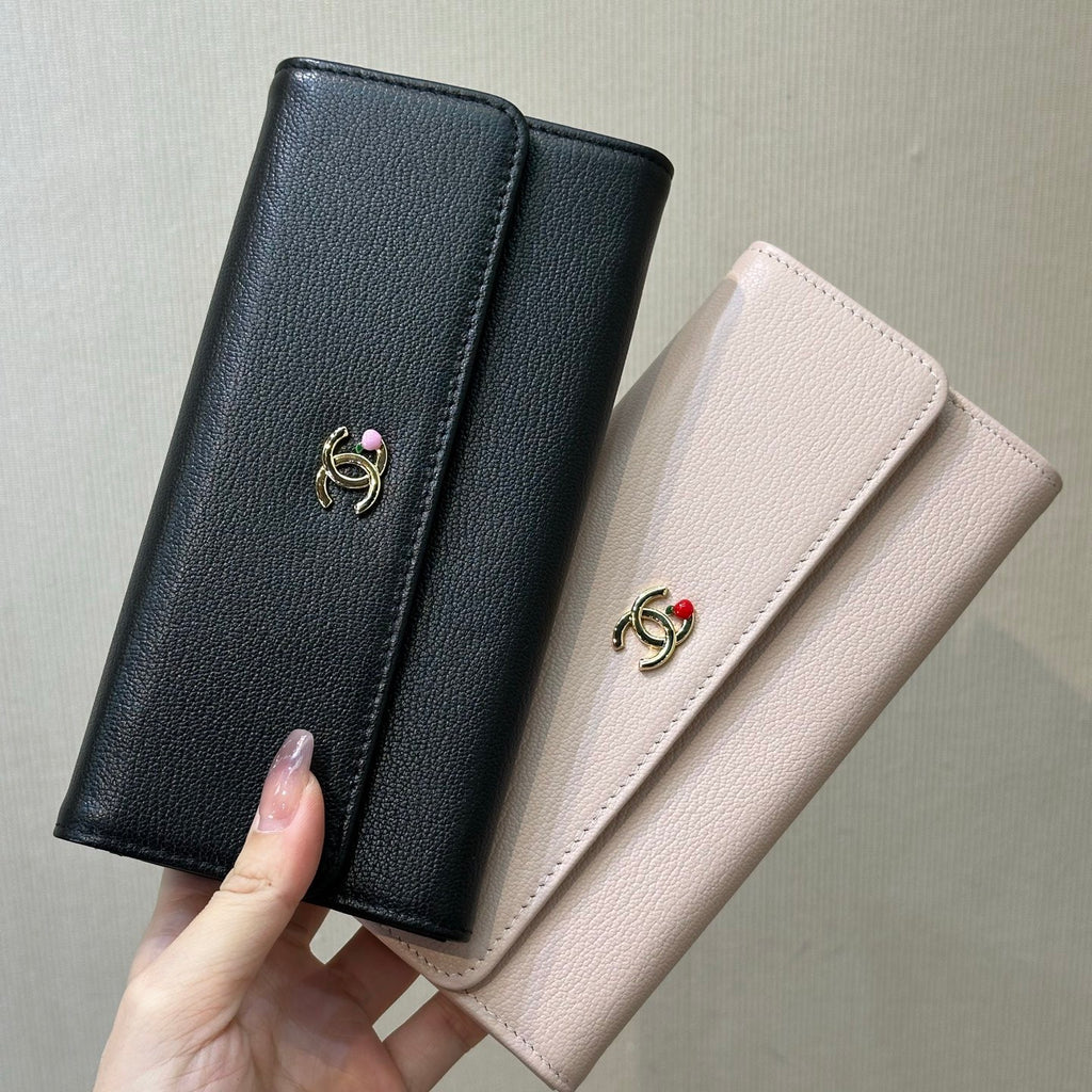 Chanel Long Flap Wallet in Grained Goatskin