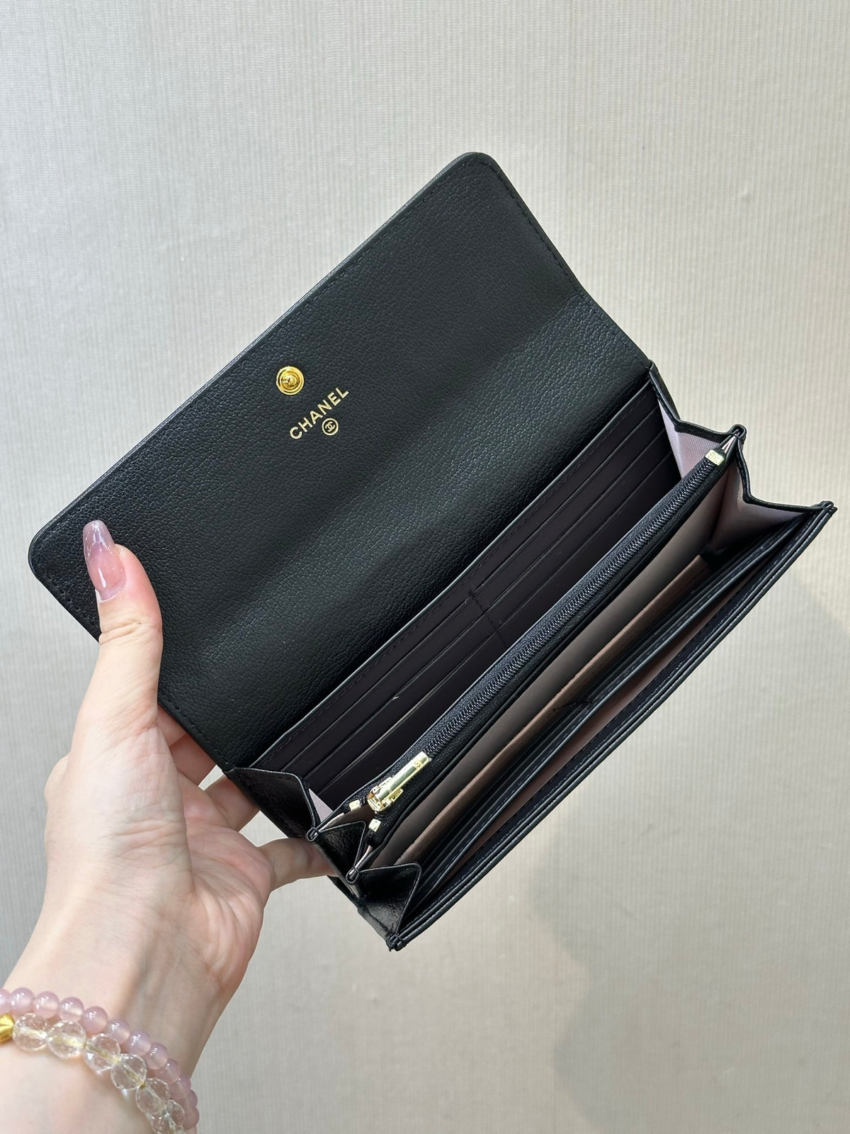 Chanel Long Flap Wallet in Grained Goatskin