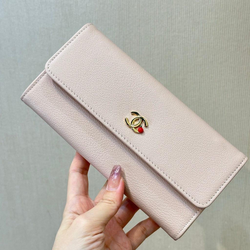Chanel Long Flap Wallet in Grained Goatskin