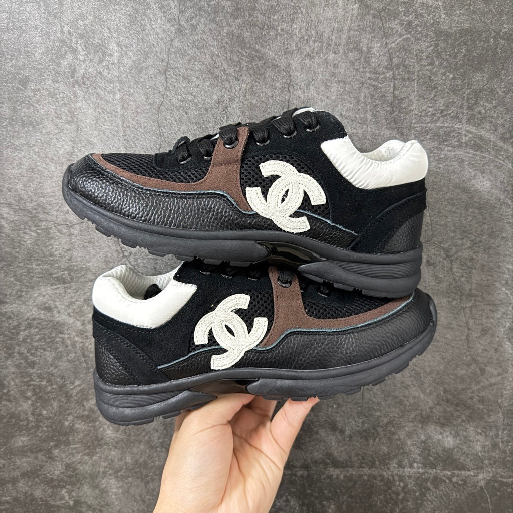 Chanel Trainer Sneakers in Mesh and Calfskin Brown G38299
