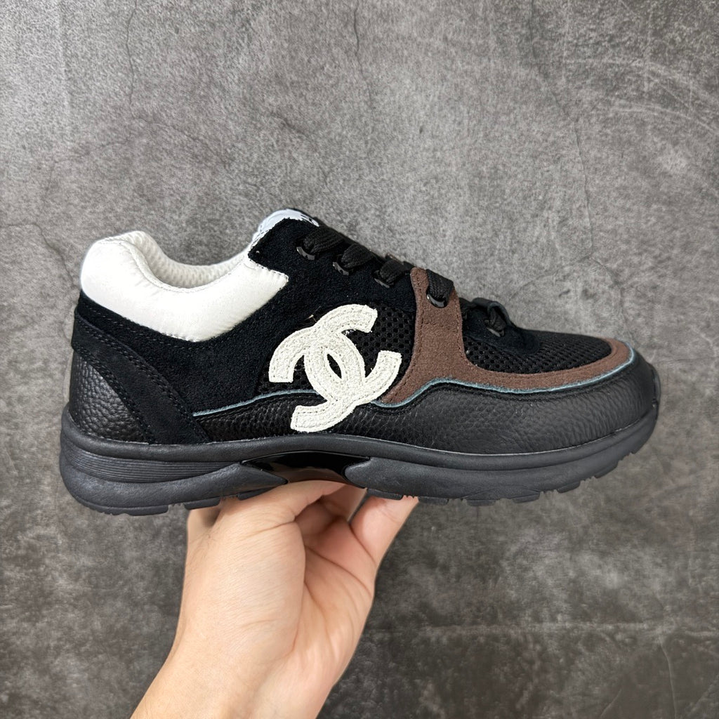 Chanel Trainer Sneakers in Mesh and Calfskin Brown G38299