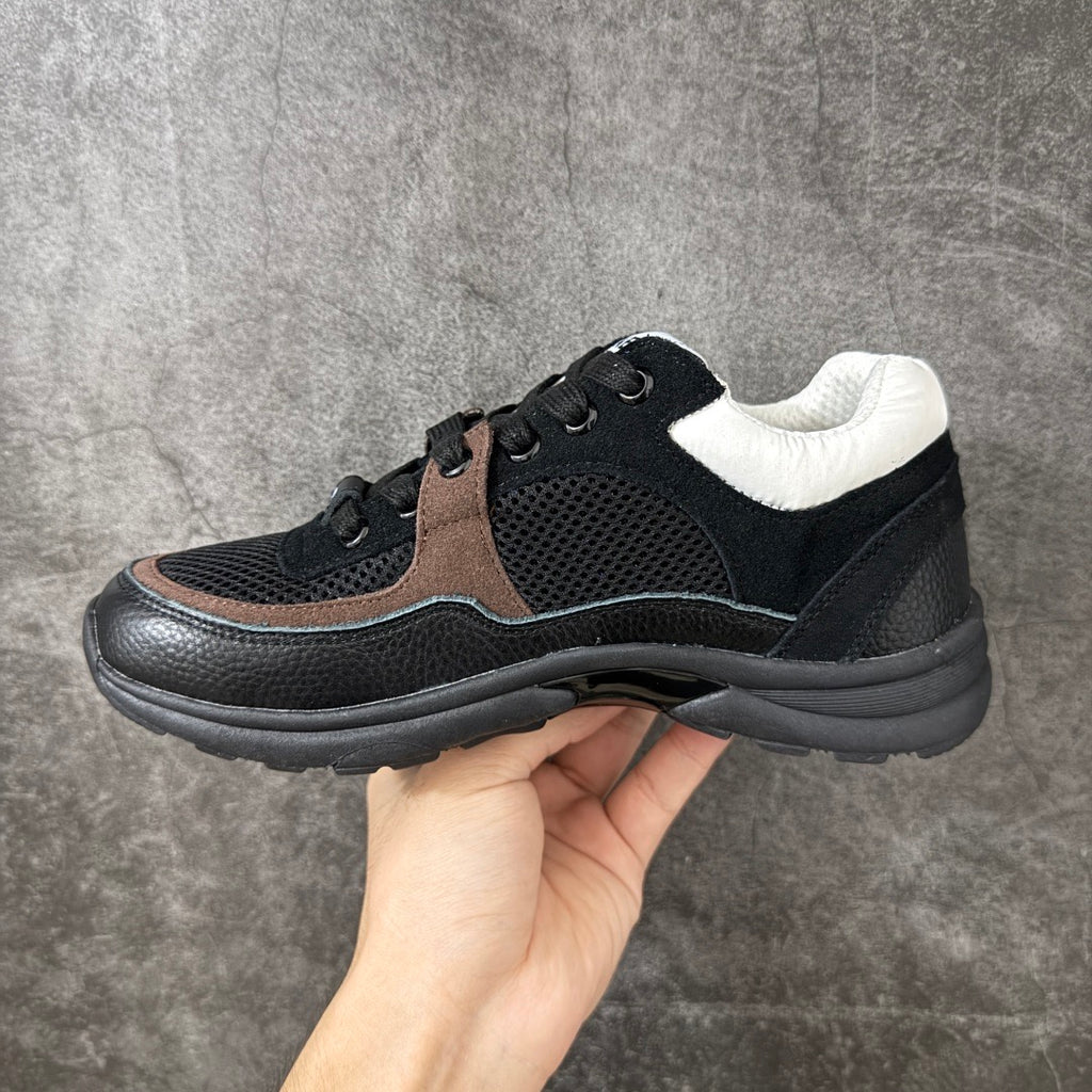 Chanel Trainer Sneakers in Mesh and Calfskin Brown G38299