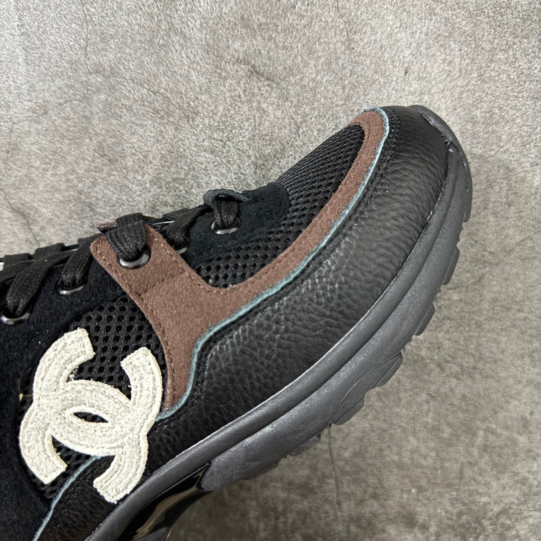 Chanel Trainer Sneakers in Mesh and Calfskin Brown G38299