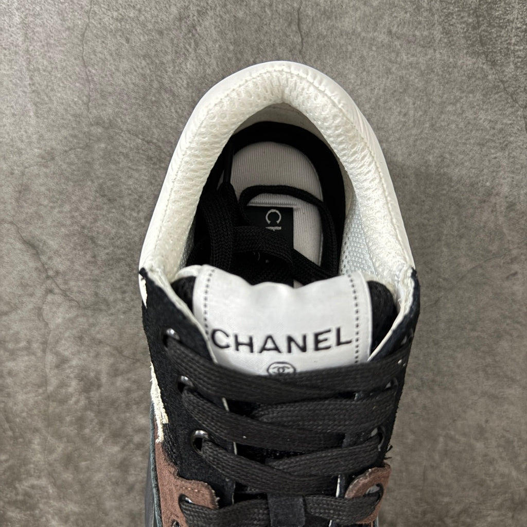 Chanel Trainer Sneakers in Mesh and Calfskin Brown G38299