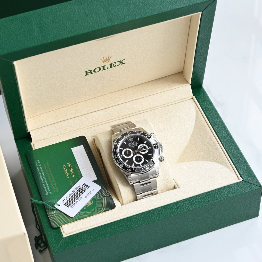 Rolex Daytona 126500LN-0002 40mm 904L Steel Black Diamond Baguette Dial