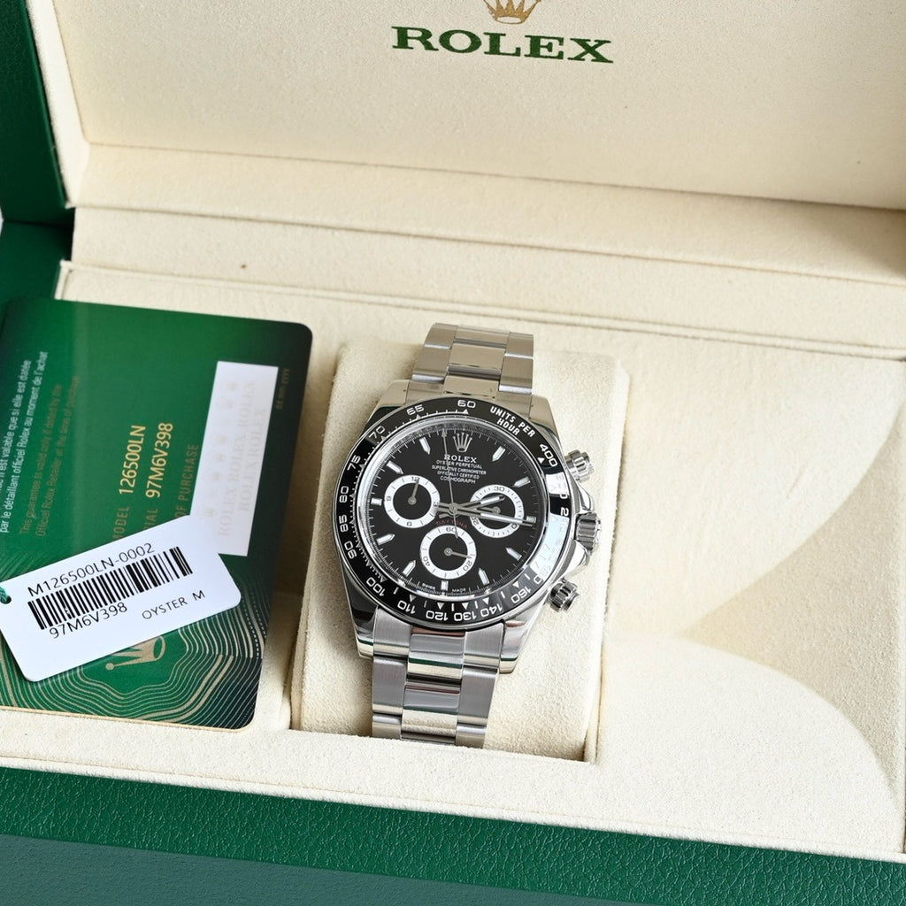 Rolex Daytona 126500LN-0002 40mm 904L Steel Black Diamond Baguette Dial