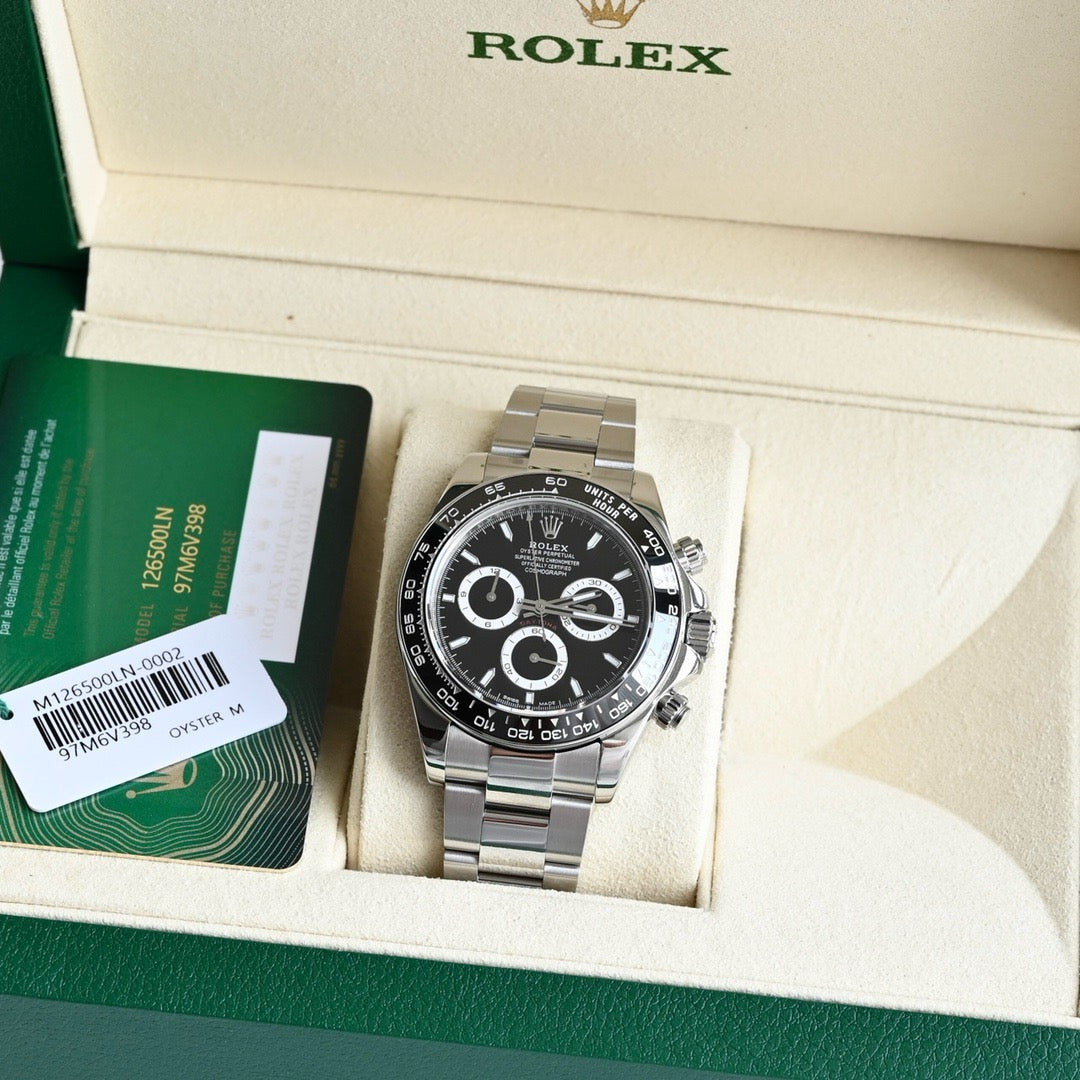 Rolex Daytona 126500LN-0002 40mm 904L Steel Black Diamond Baguette Dial