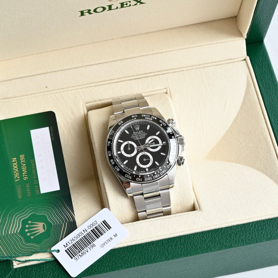 Rolex Daytona 126500LN-0002 40mm 904L Steel Black Diamond Baguette Dial