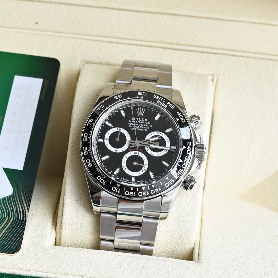 Rolex Daytona 126500LN-0002 40mm 904L Steel Black Diamond Baguette Dial