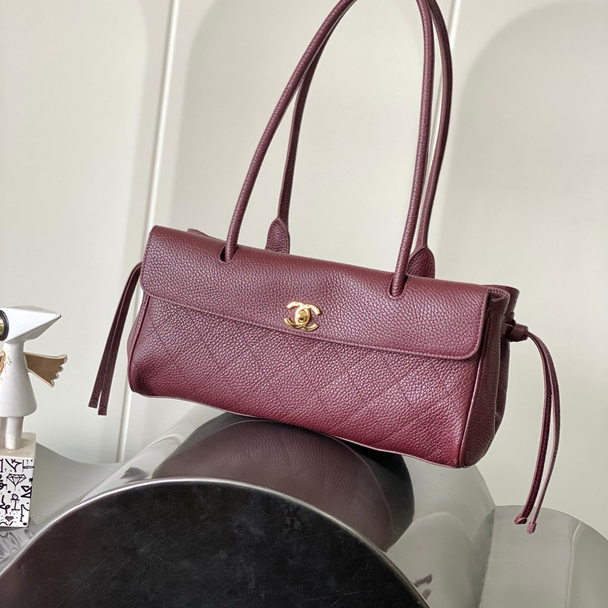 Chanel Small Urban Essential East West Shopping Tote in Grained Shiny Calfskin