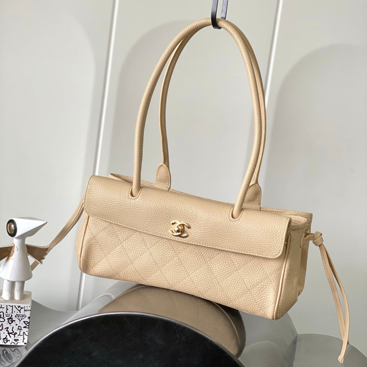 Chanel Small Urban Essential East West Shopping Tote in Grained Shiny Calfskin